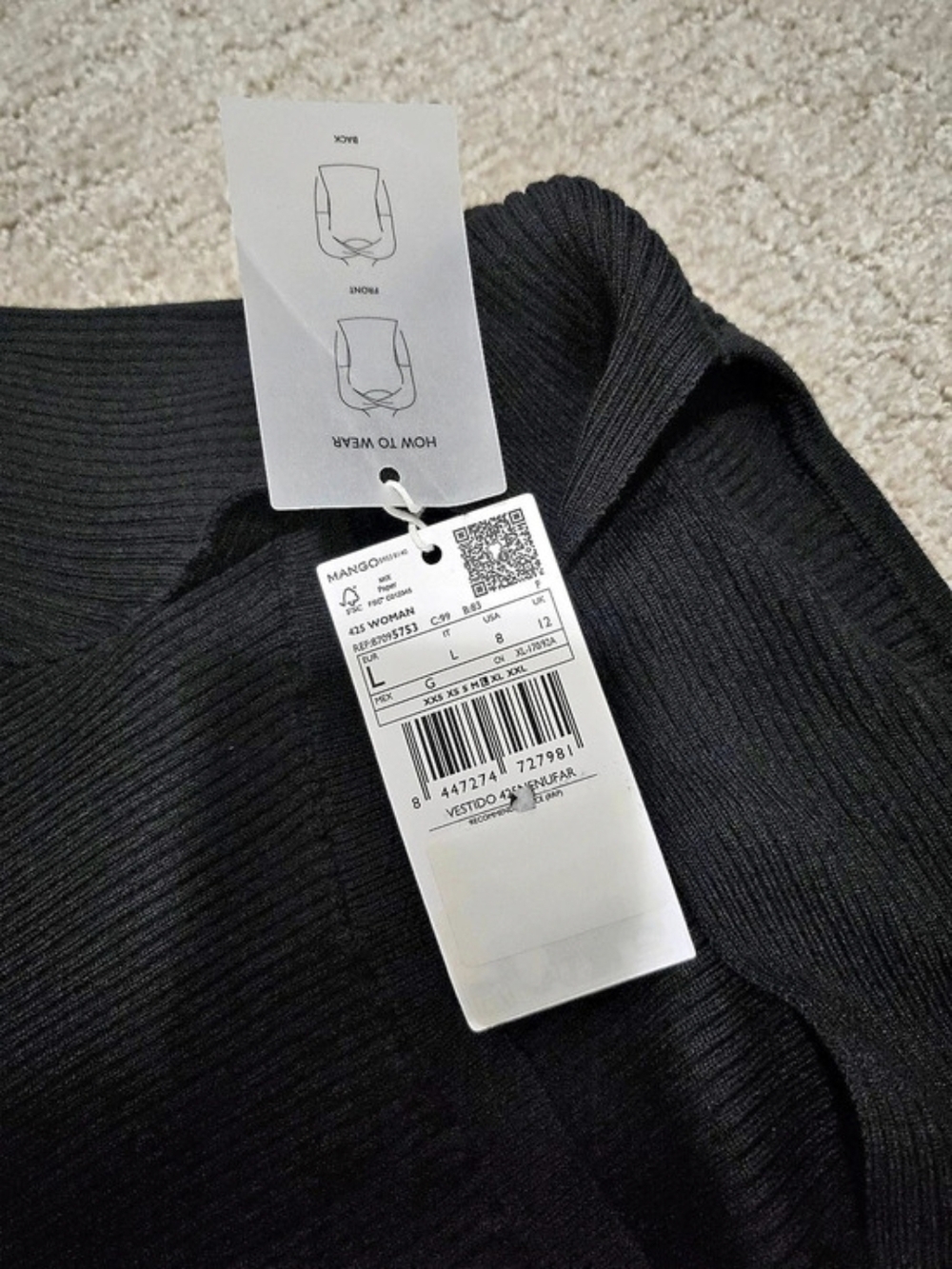 New Mango Ribbed Reversible Midi-Dress - Picture 4 of 4
